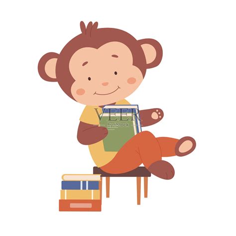 猴子飾品 讀書 椅子